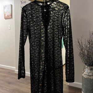 Mesh See Thru Body Con Dress Black